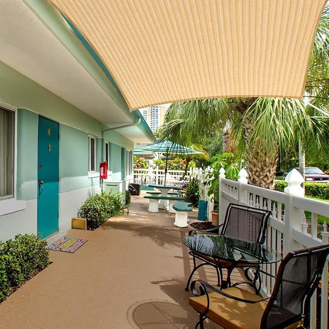 Eden's Decor Straight Flat-Edged Sun Shade Sail Rectangular 4' x 12' Beige - Image 7