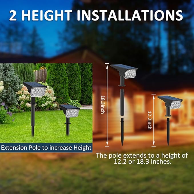 T-SUNUS Christmas Solar Spotlights White 6000K IP65 Waterproof 2-in-1 Outdoor - Image 4