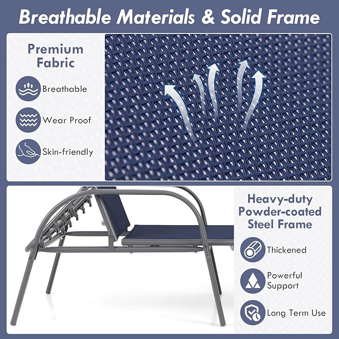 Giantex 2 Pack Patio Lounge Chair, Outdoor Chaise Lounge - Image 7