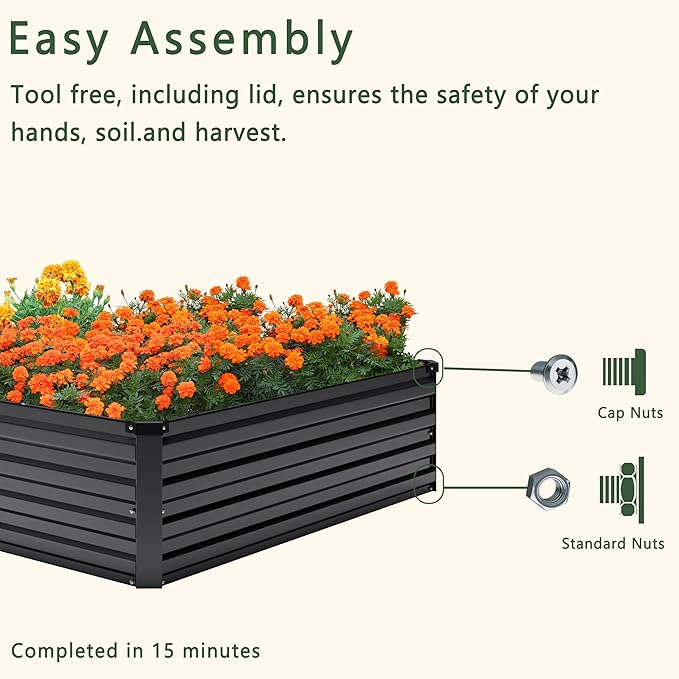 2PCS 8x4x1FT Galvanized Raised Garden Bed Kit, Vegetable Boxes-Rectangle Metal - Image 6