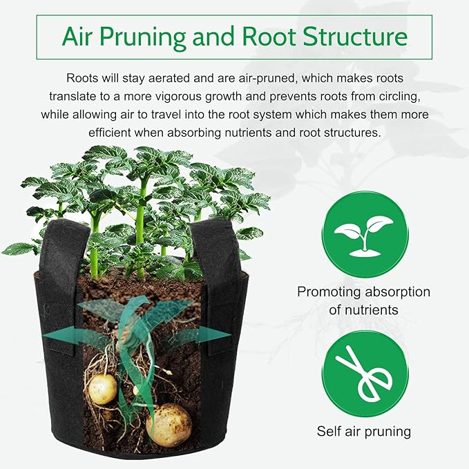JERIA 12-Pack 25 Gallon Grow Bags, 300G Thickened Nonwoven Garden Pots - Image 5