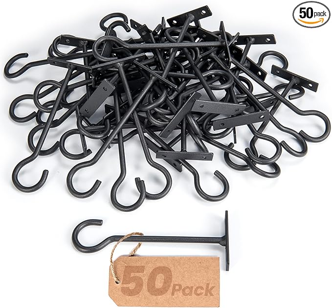 6inch Plant Hooks 50Pack Hanging Plant Bracket Metal Plant Hanger Black by QTJUST