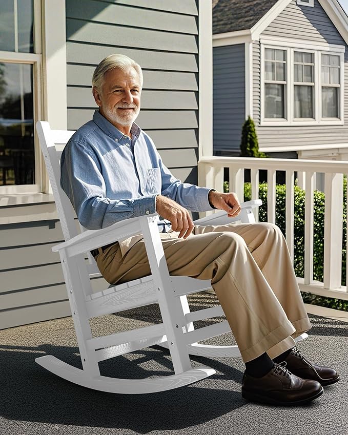 SERWALL HDPE Outdoor Rocking Chair Set of 8, Patio Rocking Chairs - Image 8