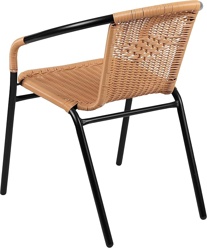 EMMA + OLIVER Set of 4 Modern Rattan Indoor/Outdoor Stack Chairs, Stacking - Image 9