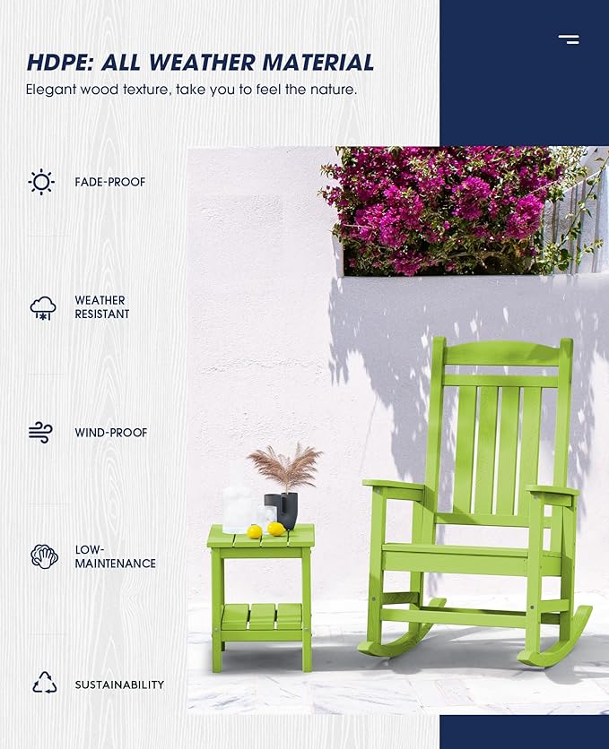 KINGYES HDPE Rocking Chairs Outdoor, Patio Rocking Chairs - Image 8
