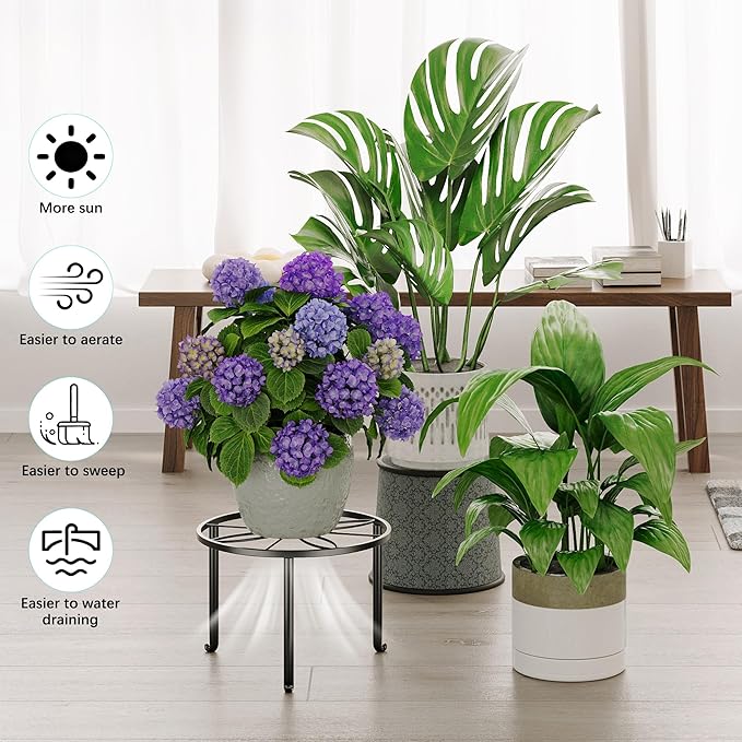 5 Pack Metal Potted Plant Stand Small Short Flower Pot Holder - Image 4