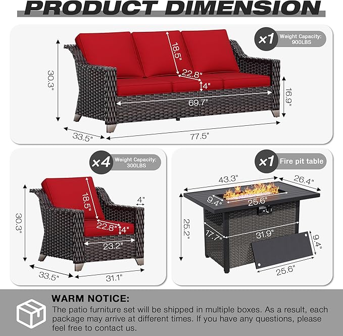 Joyside Wicker Patio Furniture Sets, 6 Pieces Upgraded Large Size Outdoor - Image 2
