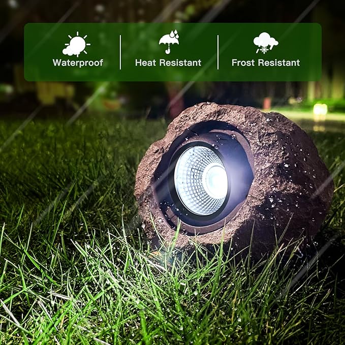 Timeflies Solar Rock Lights Outdoor, 2 Pack Super Bright Solar Spot Lights - Image 3