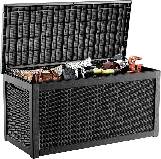 ROJIK Outdoor Storage Housing Deck Box, Waterproof Patio Furniture, Garden Tools by ROJIK