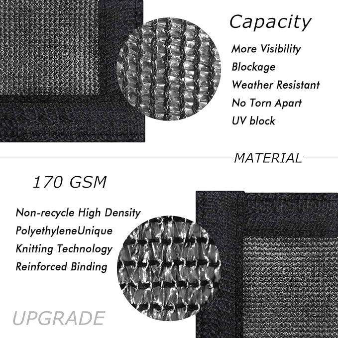 UPGRADE Privacy Fence Screen 5'x67' Black Outdoor 90% Visibility Blockage 170 - Image 2