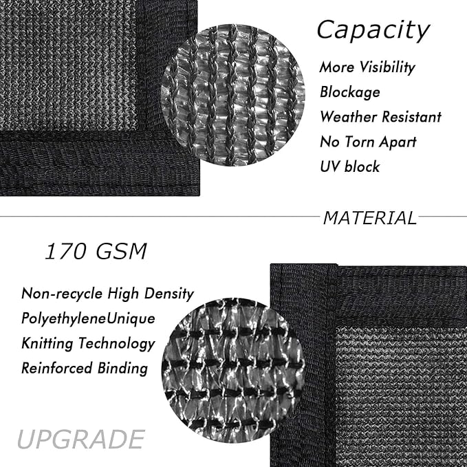 UPGRADE Privacy Fence Screen 4'x63' Black Outdoor 90% Visibility Blockage 170 - Image 2