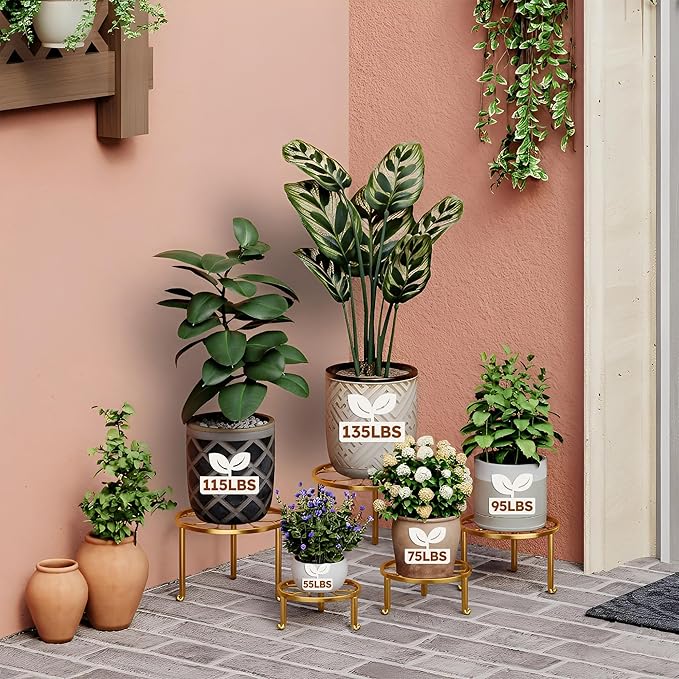 5 Pack Metal Outdoor Plant Stand Heavy Duty Plant Pot Stands - Image 3