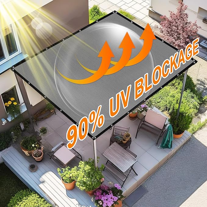 Artpuch 90% Sun Shade Cloth, 12 x 12 FT Pergola Shade Cover Canopy - Image 3