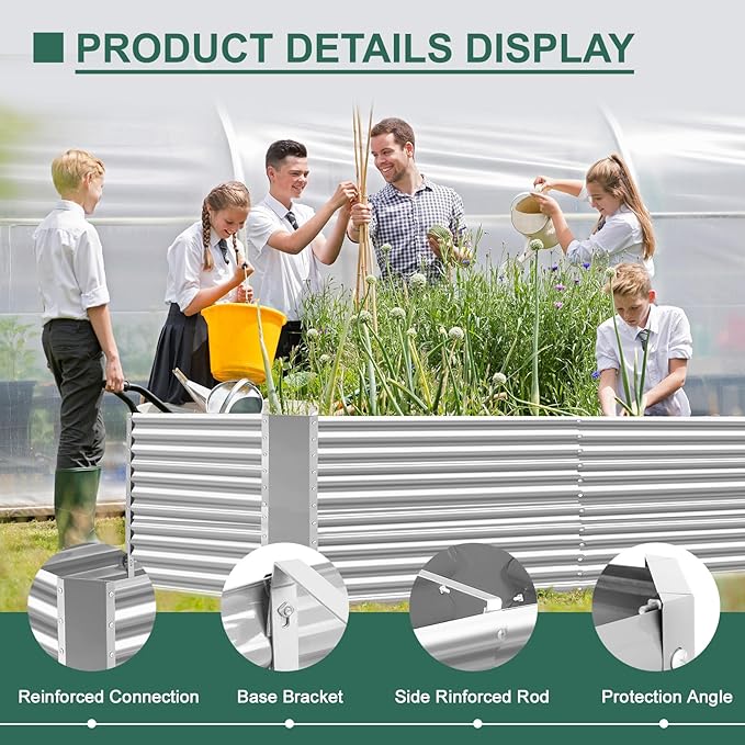 Land Guard 8x4x3ft Rectangular Galvanized Raised Garden Beds, Large-Capacity - Image 5