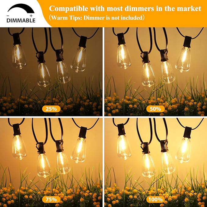 Brightever LED Outdoor String Lights 100FT Patio Lights - Image 4