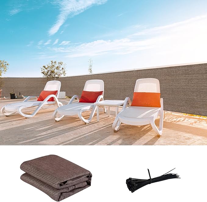 LOVE STORY Custom Size 2'6''x30' Brown Balcony Privacy Screen, UV Block Privacy by LOVESTORY