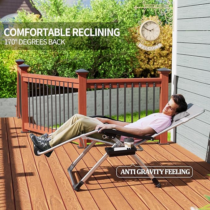 UDPATIO Oversized Zero Gravity Chair 29In XL Patio Reclining Chair - Image 5