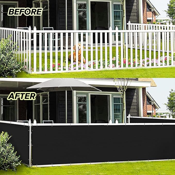 LOVE STORY 3'x6' Black Balcony Screen Privacy Fence Cover UV Protection - Image 3