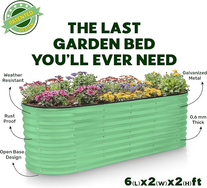 Plant & Plot Galvanized Raised Garden Beds Outdoor // 6×2×2 ft Planter Raised - Image 5