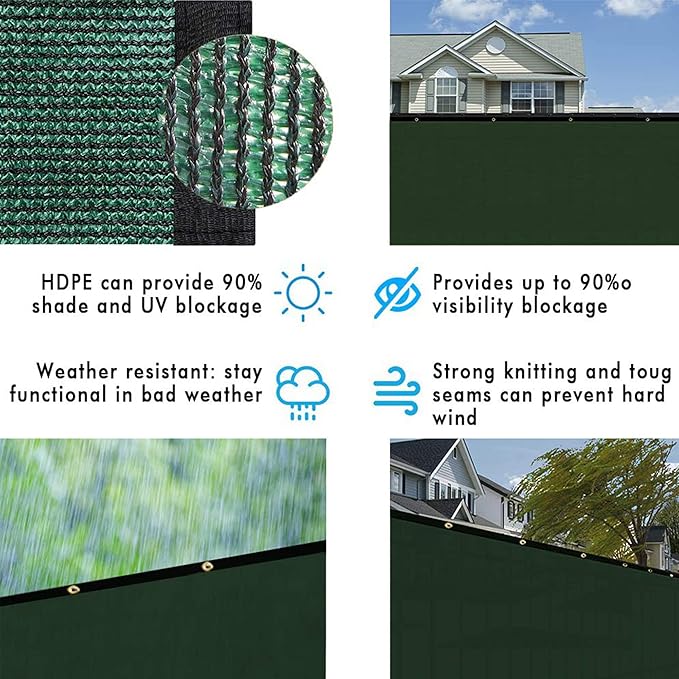 UPGRADE Privacy Fence Screen 4'x37' Dark Green Outdoor 90% Visibility Blockage - Image 6