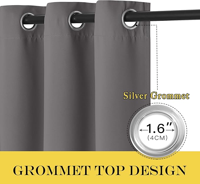 NICETOWN Blackout Gray Curtain 110 inch Length, Grommet Extra Long Thermal - Image 3