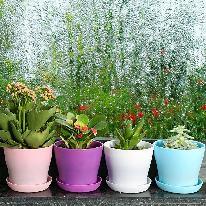 TDHDIKE 10 Pcs Plastic Planters Indoor Flower Plant Pots, Mini Flower Seedlings - Image 6