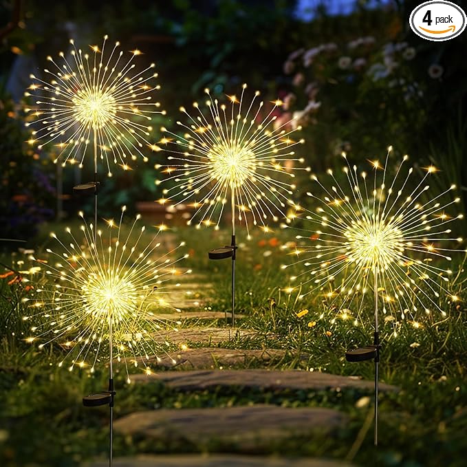 4 Pack Solar Firework Lights 200 LED Create Magical Nights, Waterproof by colcutee