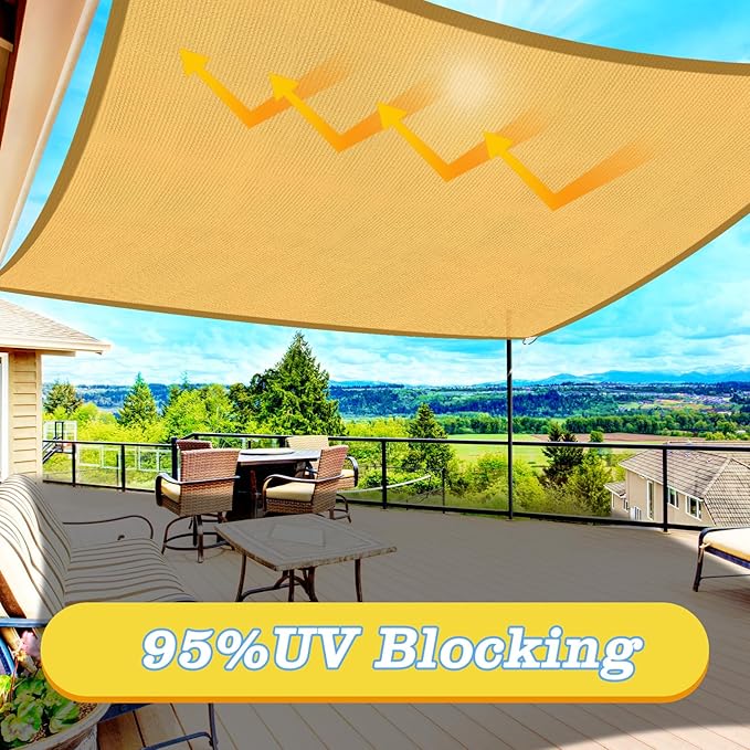 HappyTrends Sun Shade Sail, Tear and Rust Resistant Patio sail Shade - Image 3