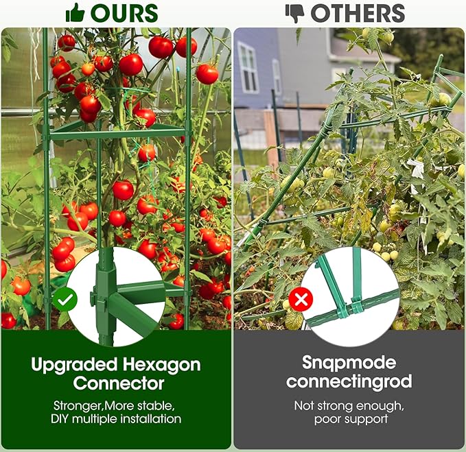 6 Pack Tomato Cages for Garden, Heavy Duty Adjustable Tomato Stake Support for - Image 5
