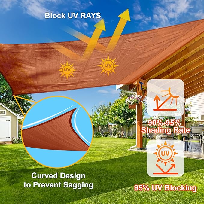 SUNLAX Sun Shade Sail 17' x 24' x 29.4' Terra Red Rectangle Canopy Sail Shade - Image 4