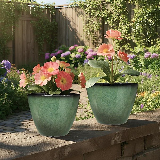 4 Pack 8 inch Plant Pots, Plastic Planter - Image 6