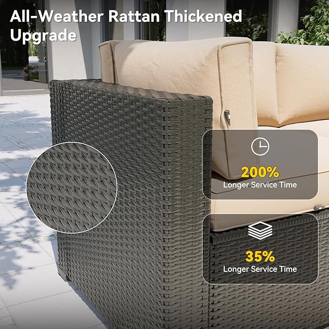 Aoxun Patio Furniture Set, 11 Piece Outdoor Sectional Sofas - Image 4