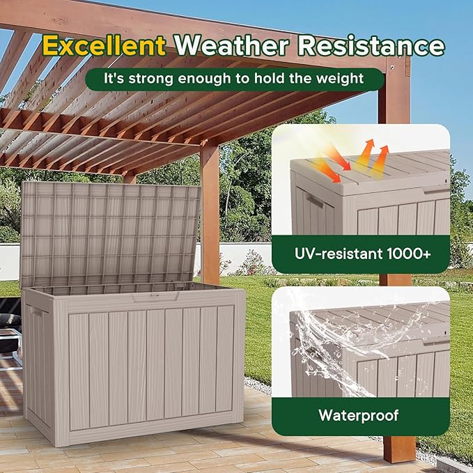 45 Gallon Outdoor Deck Box, Lockable Waterproof Outdoor Storage Boxes - Image 4