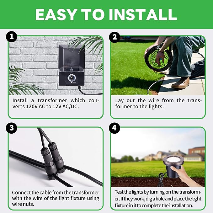 Landscape Well Light Kit, 8 Pack LED Low Voltage In Ground Lights and 100W - Image 8