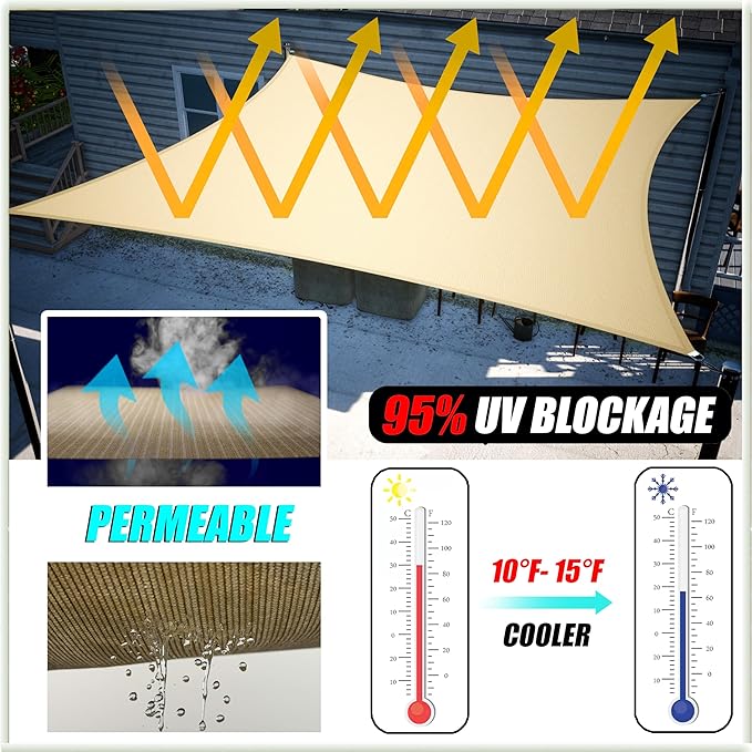 Amgo Custom Size 17' x 17' x 24' White Right Triangle Sun Shade Sail Order to - Image 4