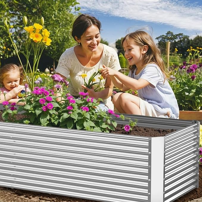 2 Pack Tall 6x3FT Corrugated Galvanized Steel Raised Garden Bed Outdoor - Image 2
