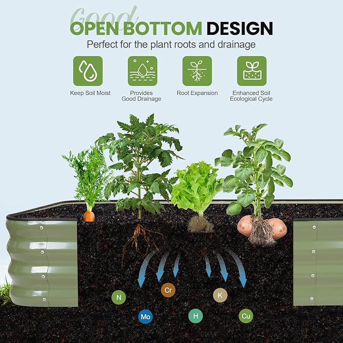 G GOOD GAIN 4-in-1 Adjustable Raised Garden Bed Kit | Galvanized Planter Boxes - Image 6