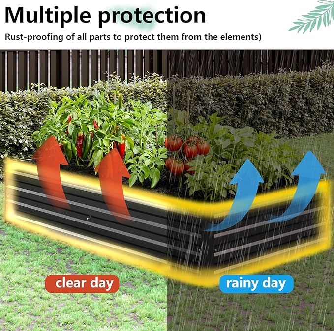 Vengarus 8x2x1FT Galvanized Raised Garden Bed Kit, Outdoor Metal Planter Box - Image 5