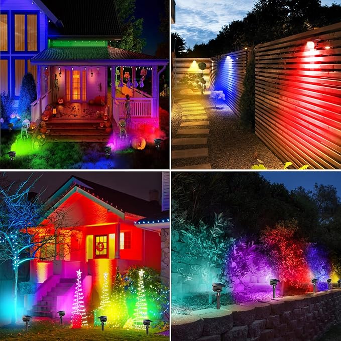 Peasur 2 Pack Solar Spot Lights Outdoor Color Changing, 7 Modes Halloween RGB - Image 5