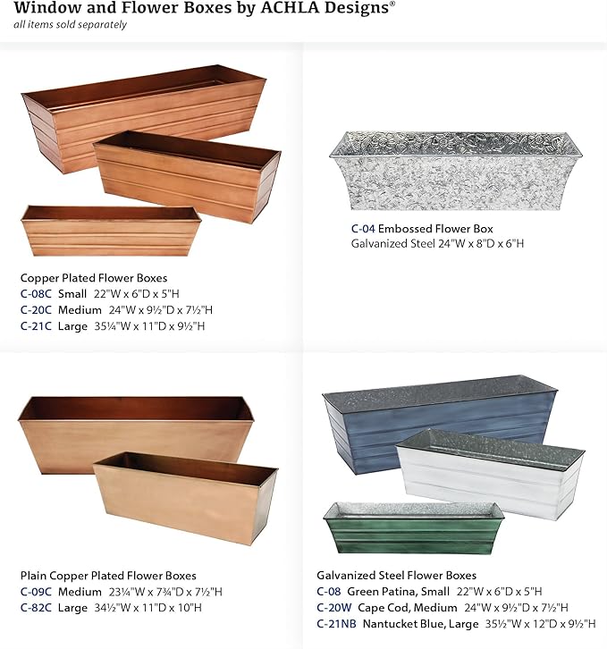 Achla Designs Copper PlatedWindow Flower Box Planter-Small - Image 9