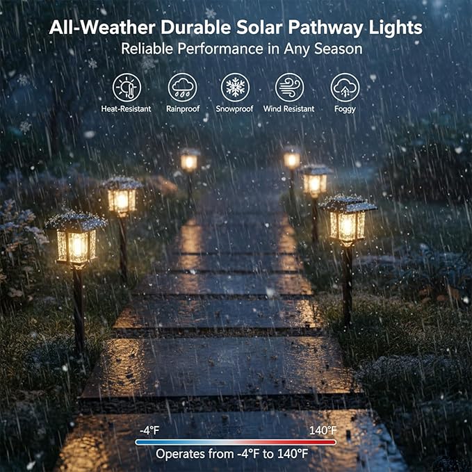 XMCOSY+ Solar Pathway Lights Outdoor, 2-Tone LED Waterproof Garden Outdoor - Image 5