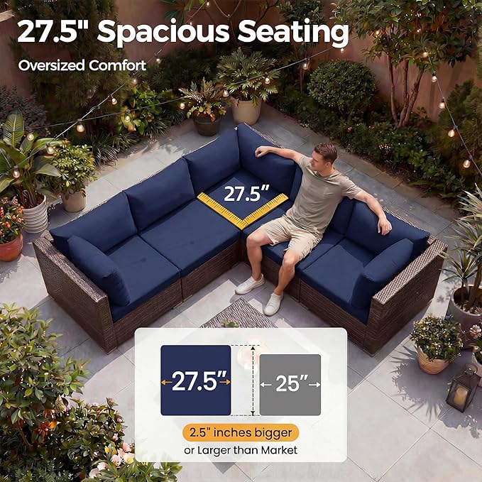 NICESOUL 6 Piece L-Shaped Outdoor Couch - Image 6