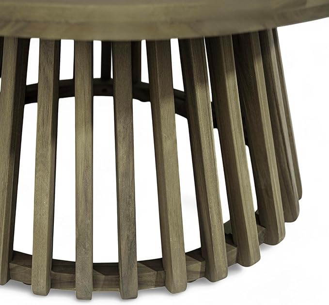 Merax Patio Outdoor Acacia Wood Round Coffee Table - Image 7
