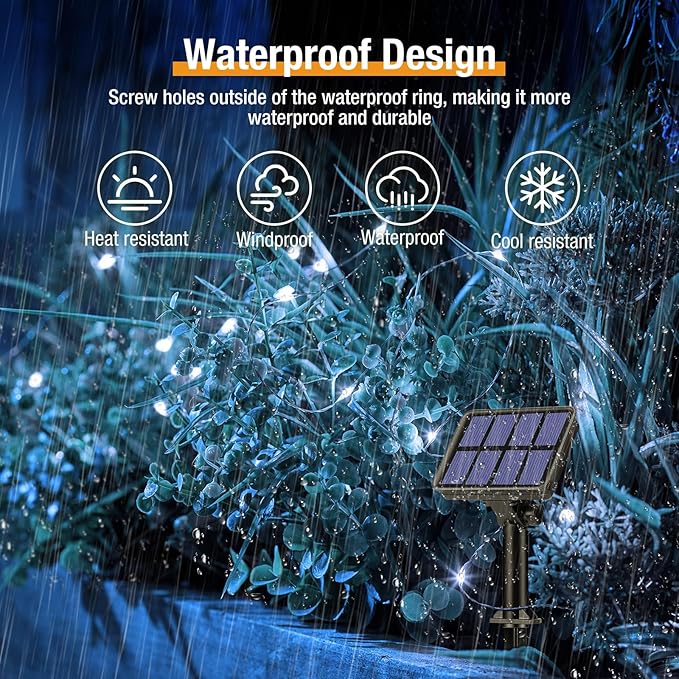 btfarm 6-Pack Solar String Lights Outdoor, 480LED 198FT Solar Fairy Lights - Image 3
