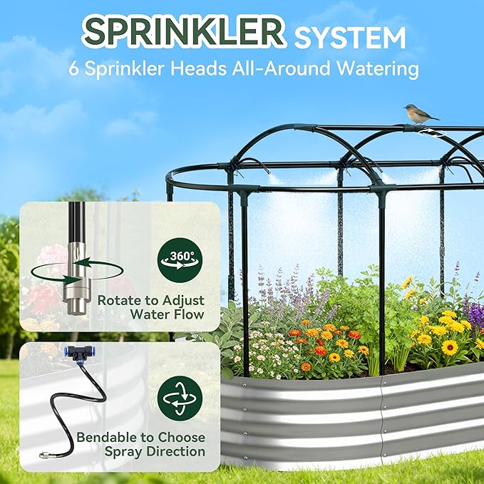 Raised Garden Bed with Sprinkler Timer and Self-Watering System, Galvanized - Image 3