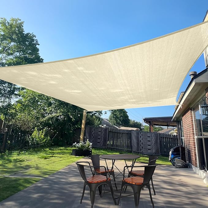 SUNLAX Sun Shade Sail 11' x 17' Butter Cream Rectangle Canopy Sail Shade Cover by SUNLAX