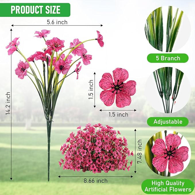 60 Pack Artificial Flowers Outdoor, Faux Silk Flowers - Image 4