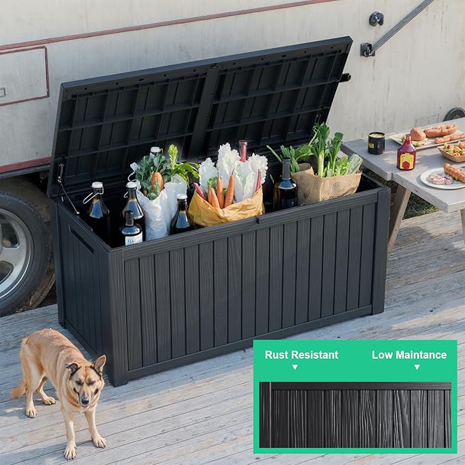200 Gallon Waterproof Outdoor Storage Box, Resin Deck Box, Lockable Outside - Image 5