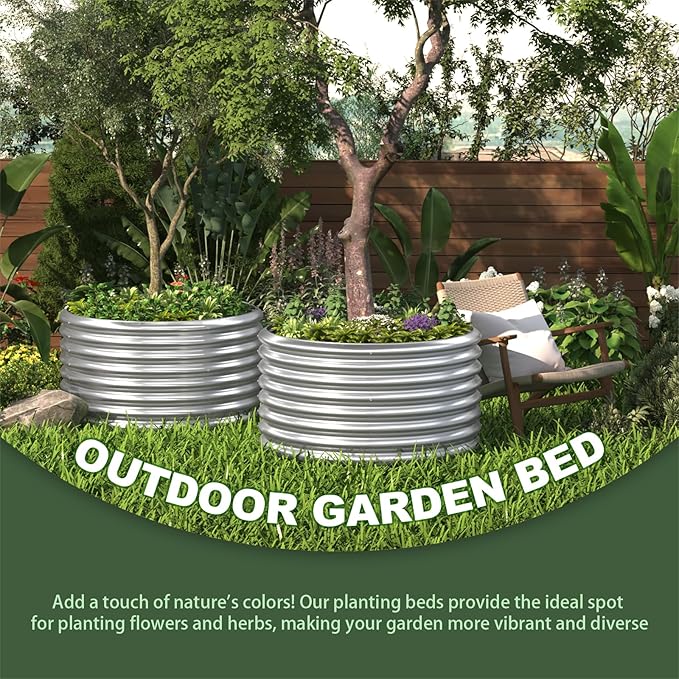 4 Pack 3x3ft Round Galvanized Raised Garden Bed Outdoor, Metal Garden Bed - Image 6