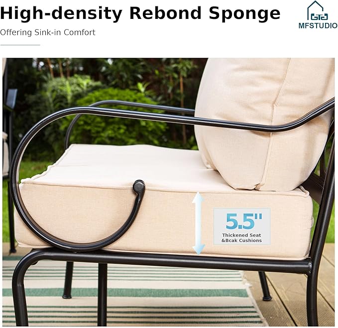 MFSTUDIO 7 Seats Large Metal Patio Conversation Sets, 5 Pieces Outdoor - Image 3
